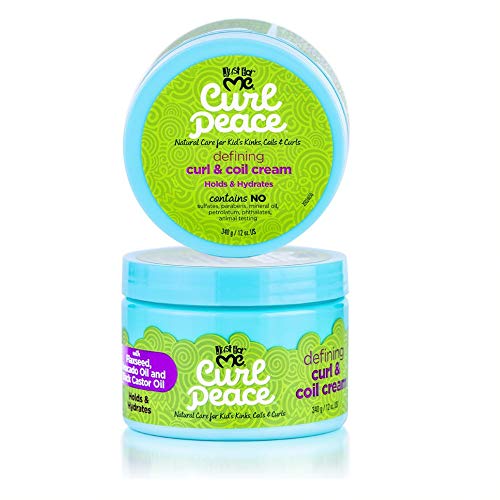 Just For Me Curl Peace Defining Curl & Coil Cream - Holds & Hydrates, Contains Flaxseed, Avocado Oil & Black Castor Oil, No Animal Testing, 12 oz
