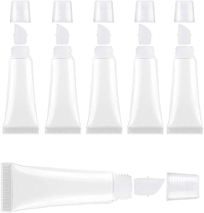 BlingKingdom 6pcs Lip Gloss Tubes 8ml Clear Soft Empty Lip Balm Containers Refillable Mini Cosmetic Tubes for Comestic Makeup and Travel Toiletries