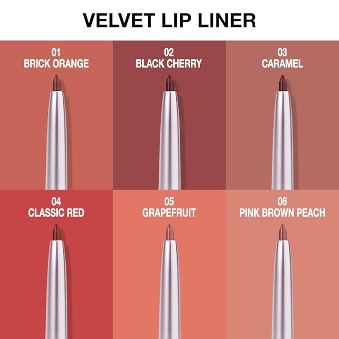 evpct Silky Smooth Lip Liner Pencil Retractable, Peach Red Lip Liner Creamy Long-Lasting Formula for Precision Contouring Matte Velvet Pigmented Rich Lip Colors Crayon Lipstick 06