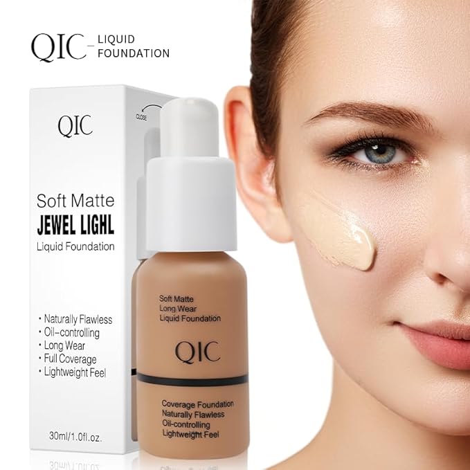 QIC Waterproof Matte Concealer BB Liquid Foundation Cream 101# Porcelain 30ml