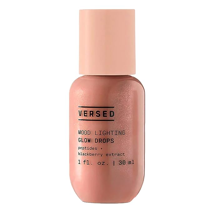 Versed Mood Lighting Glow Drops, Rose - Liquid Blush & Liquid Highlighter Drops with Illuminating Light-Reflecting Pigments for Glowing Skin - Vegan (1 fl oz)