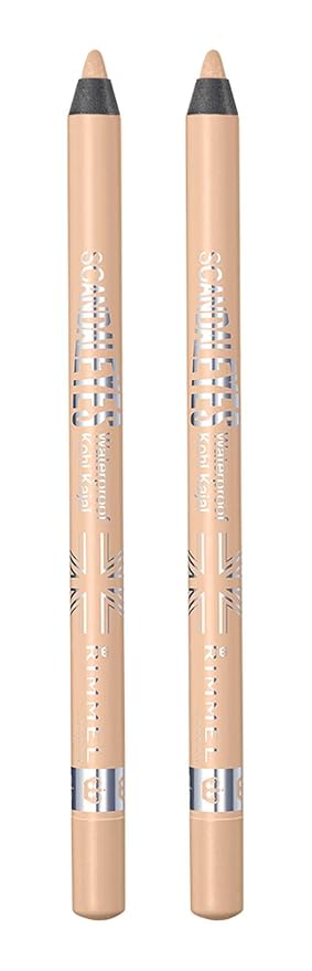 Rimmel London Scandaleyes Waterproof Kohl Kajal Eyeliner Pencil, Intense Color, Long-Wearing, Smudge-Proof, 005, Nude (Pack of 2)