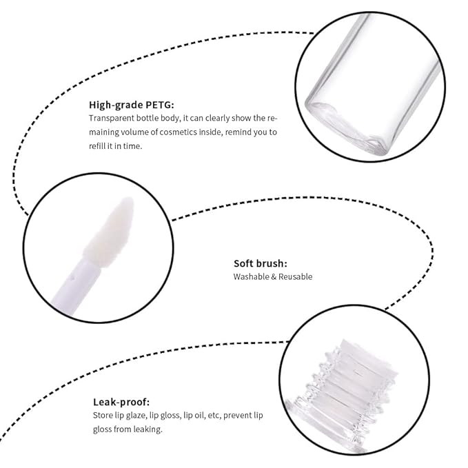 YITOU 50PCS Mini Empty Lipgloss Tube 1.8ml, Refillable Lipgloss