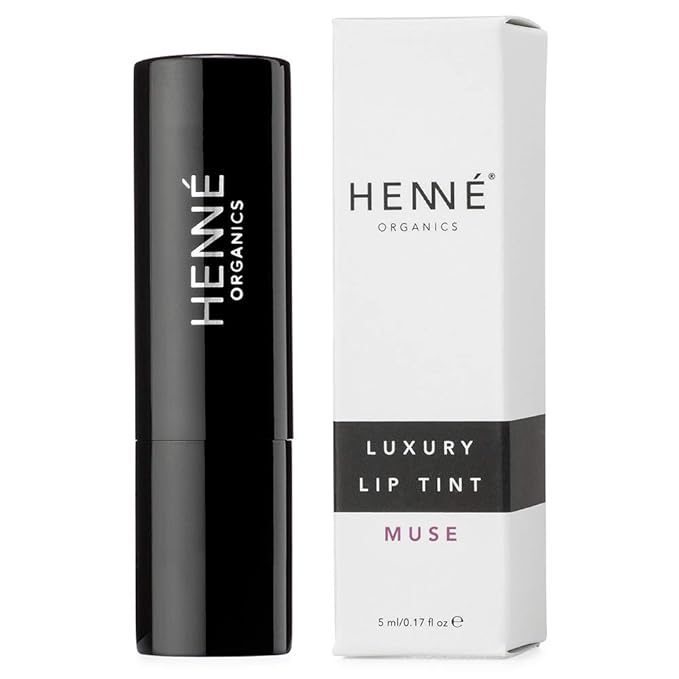 Henné Organics Luxury Lip Tint - Moisturizing, Sheer Natural Color - Muse (Berry Mauve)