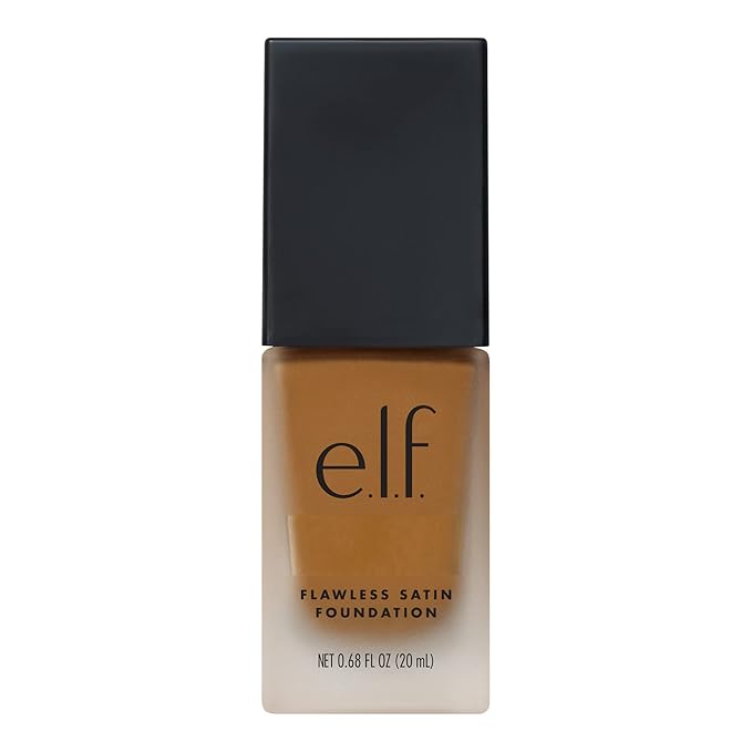 e.l.f. Flawless Satin Foundation, Lightweight & Medium Coverage, Semi-Matte Finish, Vegan & Cruelty-Free, Maple, 0.68 Fl Oz (20mL)