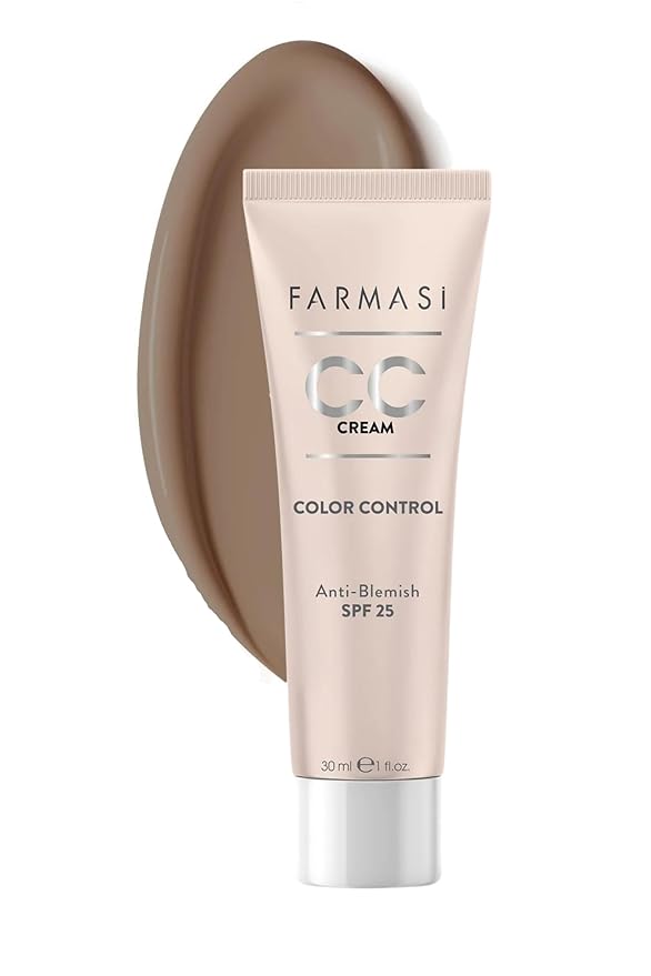 FARMASi CC Color Control Cream, Natural and Flawless Finish, Enriched Formula with Multimineral & Spf 25+, All-Day Hold, All Skin Types, 1 fl. oz, 06 Deep