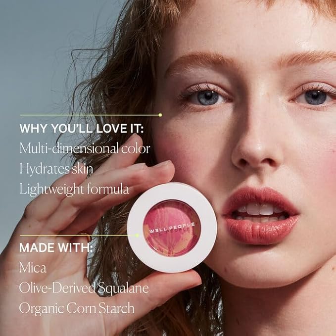 Well People Superpowder Blush Powder, Hydrating Powder Blush Guava Twist