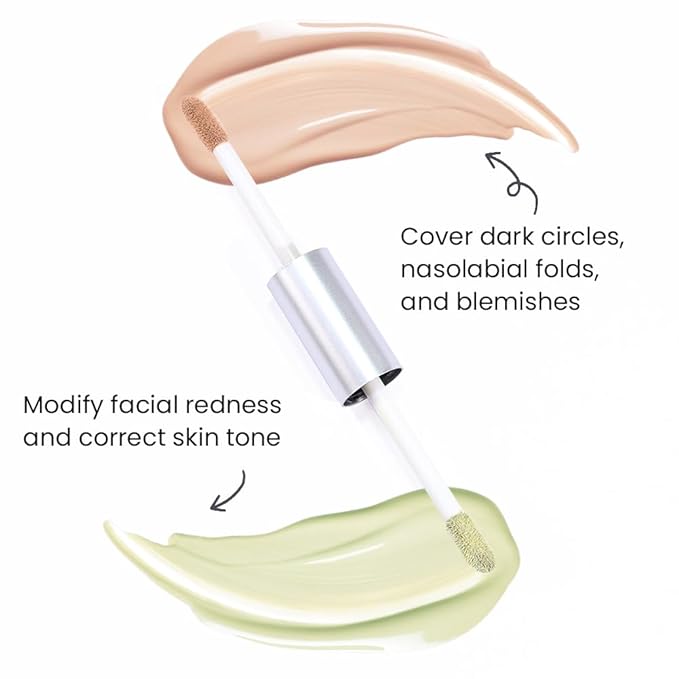Kaely Dual-Ended Concealer Stick,Acne Dark Spot Corrector Makeup Brightener Waterproof,reen+Neutral 02 G