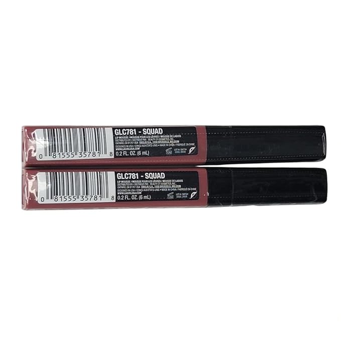 Pack of 2 L.A. Girl Lip Mousse Velvet Lip Color, Squad GLC781