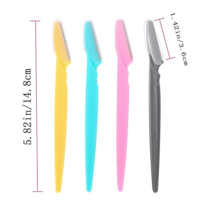 Facial Razor, 64 Pcs Eyebrow Shavers for Women, Multipurpose Exfoliating Dermaplaning Tools for Face With Precision Cover, 4 Colors