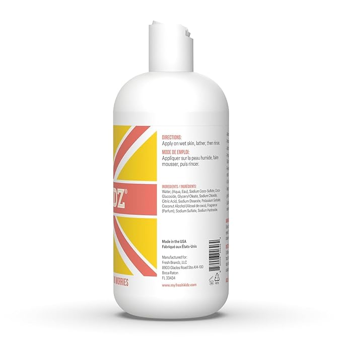 Fresh Kidz Body Wash 16.9 fl.oz. and 2 Roll-On Deodorants 1.86 fl.oz. for Kids and Teens - Girls Coral Set