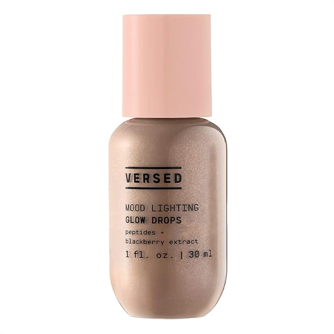 Versed Mood Lighting Luminizing Glow Drops, Sheer Bronzed - Liquid Highlight & Bronzing Drops with Illuminating Light-Reflecting Pigments - Antioxidants & Hydrating Hyaluronic Acid - Vegan (1 fl oz)