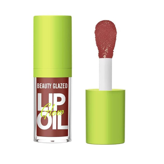 Beauty Glazed Big Brush Head Lip Oil, Ultra-Hydrating & Nourishing, Smooth Glossy Finish Lip Glow Oil, Shiny and Vegan Tinted Lip Gloss, Non-Sticky Formula (1, 107# HUGGING)