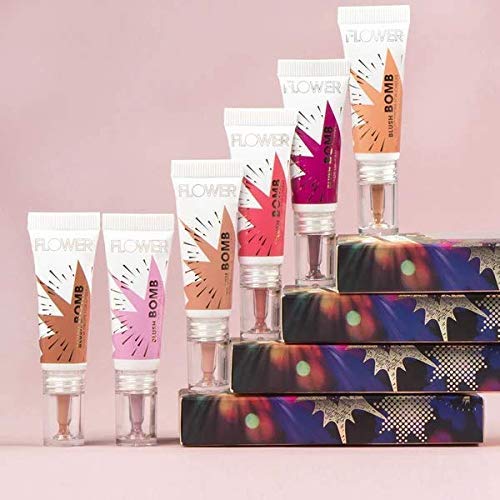 FLOWER Beauty By Drew Barrymore Liquid Blush Makeup Bomb Color Drops -Silky Lightweight Formula + Gel Cream Blush for Cheeks - Radiant + Glossy Finish - Buildable + Lightweight Formula - Cruelty-Free + Vegan (Bitten)