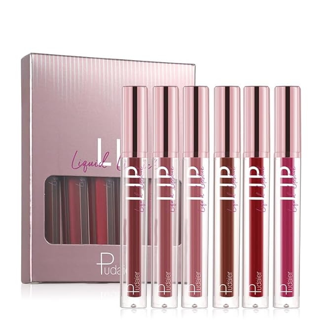 6-Color Lip Glaze Set, Matte Cream Lipstick, Pearlescent Glaze