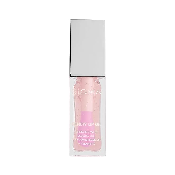 Sigma Beauty Renew Lip Oil – Tinted Lip Oil with Luxurious High-Shine Color and Long Lasting Hydration for Soft, Supple Lips, Non Sticky Lip Oil with Nourishing Antioxidants (Hush, Clear Pink Sheen)