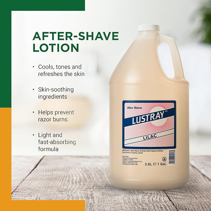 Clubman Lustray Lilac After Shave - Soothes Post-Shave Skin, Cool and Refreshing Scent, 1 Gal., 1-pack