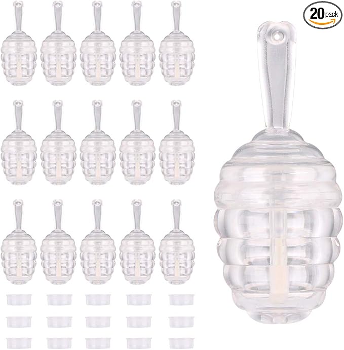 RONRONS 20 Pieces Lip Gloss Tubes, 5.5ml/0.19oz Clear Lip Gloss Containers Amber Honecomb Shaped with Wand Empty Lip Balm Bottle Dispenser with Rubber for DIY Lipstick Cosmetic Sample