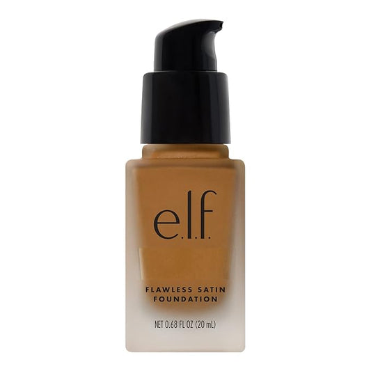 e.l.f. Flawless Satin Foundation, Lightweight & Medium Coverage, Semi-Matte Finish, Vegan & Cruelty-Free, Maple, 0.68 Fl Oz (20mL)
