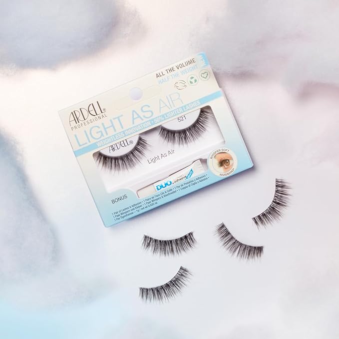 Ardell Light As Air 521 Lashes - Lightweight Natural False Eyelashes, Soft and Comfortable, 4 Pairs