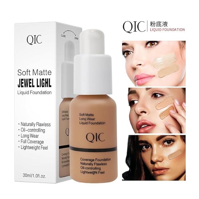 QIC Waterproof Matte Concealer BB Liquid Foundation Cream 101# Porcelain 30ml