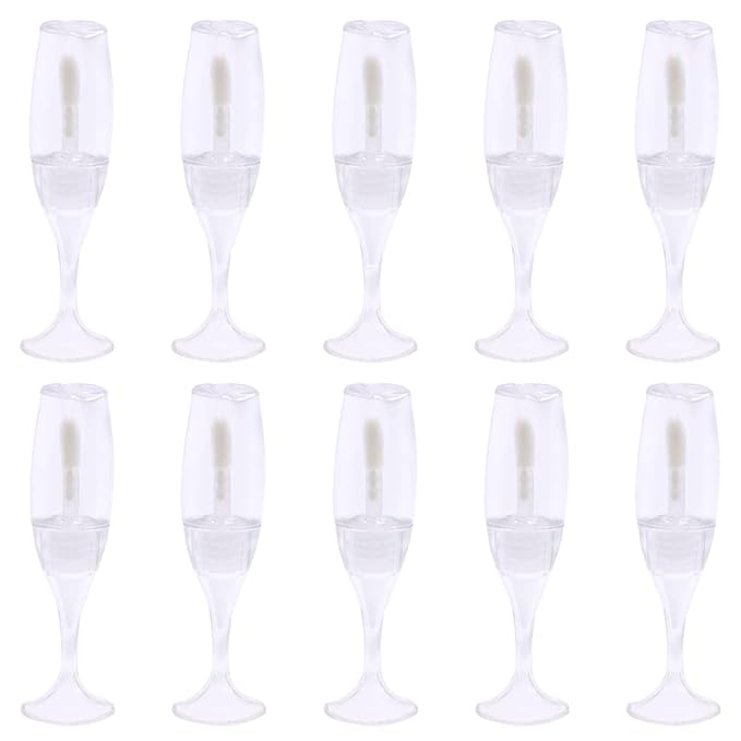 FZBNSRKO 10 Pcs Lip Gloss Tubes Mini Wineglass Shaped Empty Lip Mini Refillable Bottles Lip Gloss Tube Lip Balm Containers Glaze Container for Women Girls(8ml,Transparent)