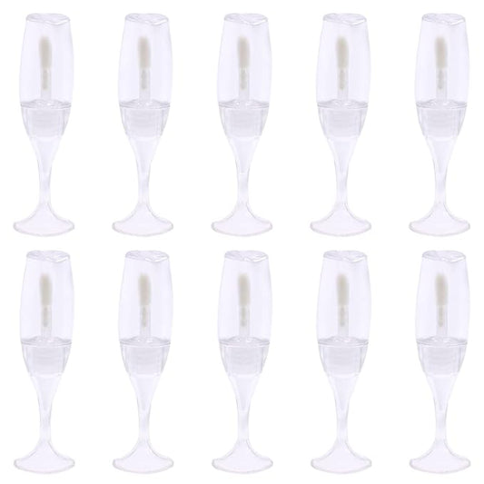 FZBNSRKO 10 Pcs Lip Gloss Tubes Mini Wineglass Shaped Empty Lip Mini Refillable Bottles Lip Gloss Tube Lip Balm Containers Glaze Container for Women Girls(8ml,Transparent)