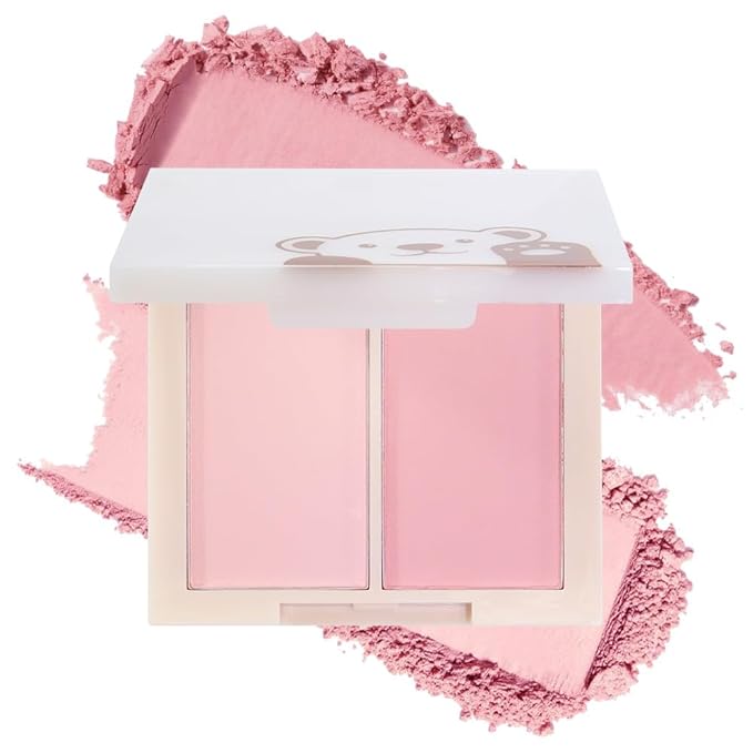 Dual Powder Matte Blush Palette – Soft Pink & Rosy – Matte Finish, Buildable Long Lasting Face Blush Makeup,Lightweight, Vegan, Cruelty-Free, Natural Pink Blush for All Skin Tones 02#