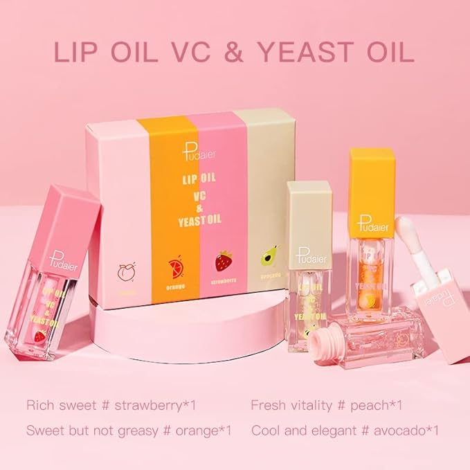 Plumping Lip Oil Set, Hydrating Lip Gloss Tinted Lip Balm Lip Care, Fruit Extract Lip Gloss Tinted for Dry Lip Moisturizing and Hydrating, Long Lasting Nourishing Non-sticky Cup (orange)