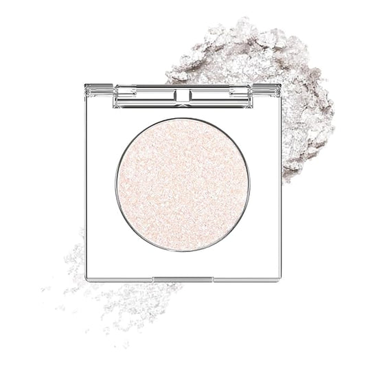 Monochrome Pressed Eyeshadow, Waterproof Neutral Powde Mini Shimmer Silver White Eyeshadow, sombras para ojos, Talc, Paraben & Cruelty Free (H02#Shimmer Silver White)