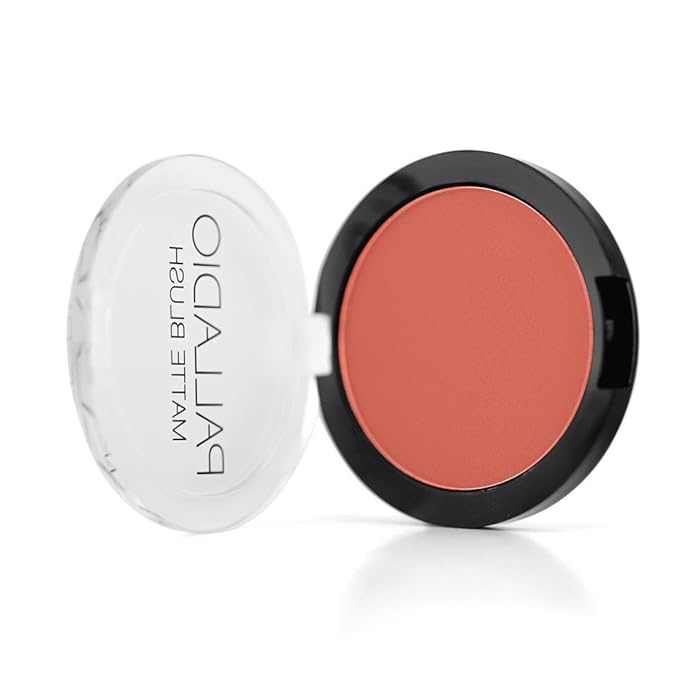 Palladio Matte Blush, Brushes onto Cheeks Smoothly, Soft Matte Look and Even Finish, Flawless Velvety Coverage, Effortless Blending Makeup, Flatters the Face, Convenient Compact, Toasted Apricot