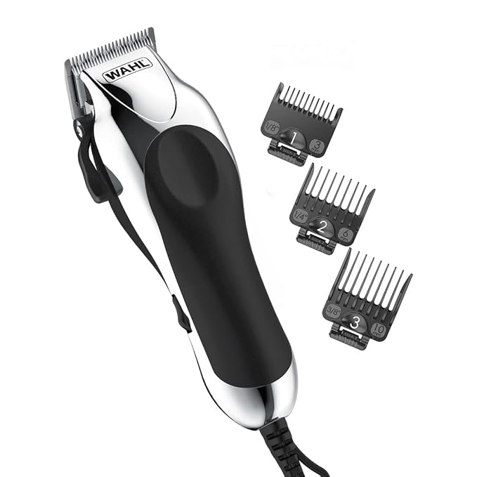 Wahl USA Chrome Pro Corded Clipper Complete Haircutting Kit for Men – Powerful Total Hair Clipping, Beard Trimming, & Grooming - Model 3024635