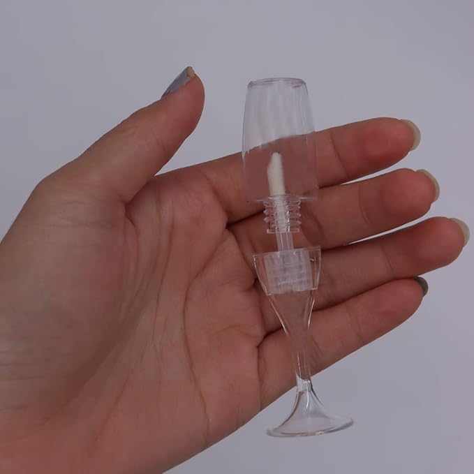 FZBNSRKO 10 Pcs Lip Gloss Tubes Mini Wineglass Shaped Empty Lip Mini Refillable Bottles Lip Gloss Tube Lip Balm Containers Glaze Container for Women Girls(8ml,Transparent)