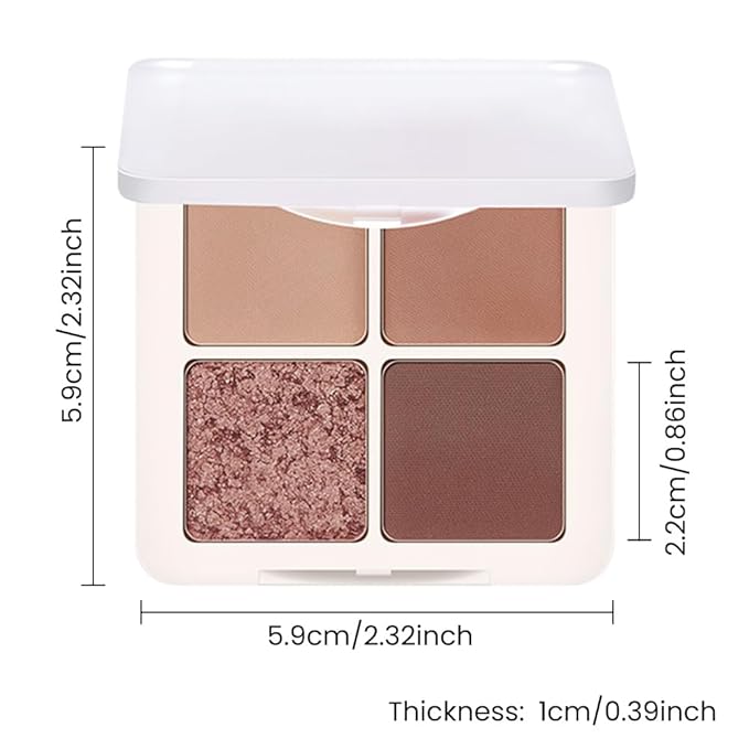 4 Colors Matte Shimmer Eyeshadow Makeup Palette,Nude Light Dark Brown Rose Gold Highly Pigmented Natural Neutral Eye Shadow Palette,Long Lasting Waterproof Naturing-Looking Women Girls Eye Shadow