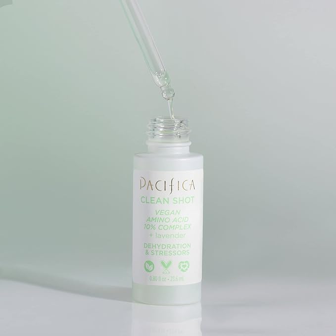 Face Serum by Pacifica - Clean Shot Vegan Amino Acid 10% Complex10% Solution l – Balancing Facial Serum for Oily & All Skin Types, Vegan & Cruelty-Free, 0.8 oz