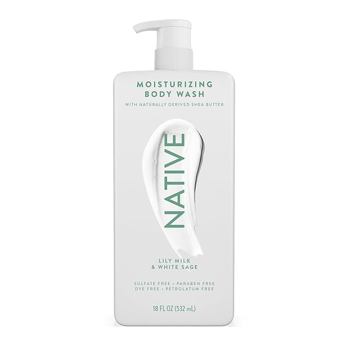 Native Moisturizing Body Wash Contains Naturally Derived Ingredients | For Women & Men, Sulfate, Paraben, & Dye Free Leaving Skin Soft and Hydrated | Lily Milk & White Sage 18 oz