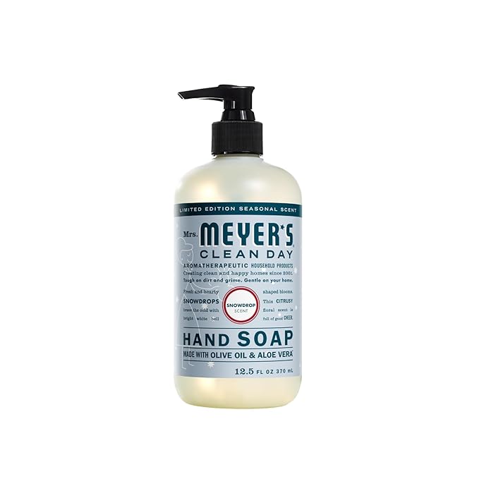 MRS. MEYER'S CLEAN DAY Liquid Hand Soap Variety Pack Scent, 33 OZ Refill + 12.5 OZ, 1 CT (Snowdrop)