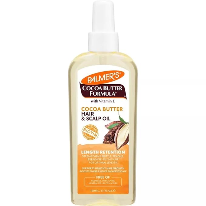 Palmer's Cocoa Butter & Biotin Length Retention Hair and Scalp Oil, 5.1 Ounce (Pack of 2)