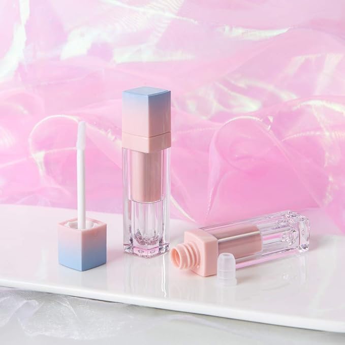 Starshine 10 Pack Gradient Pink Blue 8ml Empty Lip Gloss Tube Lip Balm Container DIY Refillable Travel Size Cosmetic Makeup Sample Bottle With Wand And Stopper