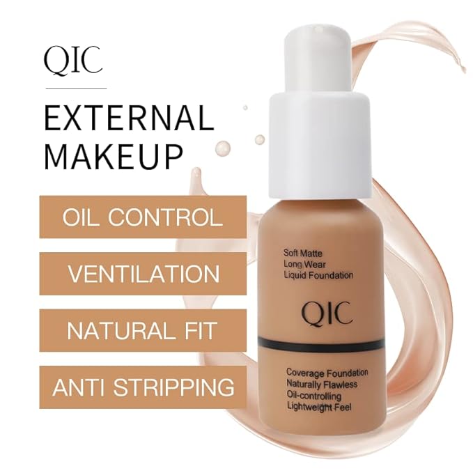 QIC Waterproof Matte Concealer BB Liquid Foundation Cream Buff Beige 30ml