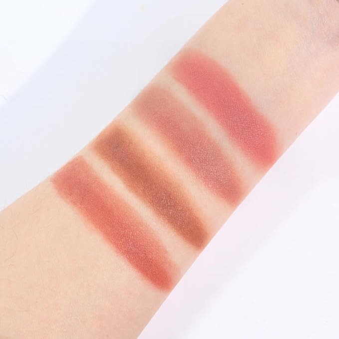Matte Blush Cream Quads Makeup Palette, Blushes for Older Women Lip and Cheek Dual Blush Palette, Natural Lasting Pinkish Light Peach Light Brown and Orange Red, Paleta de rubor 4 colores
