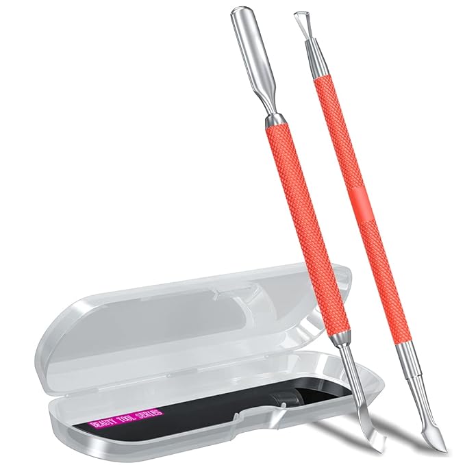 2PCS Metal Red Cuticle Pusher