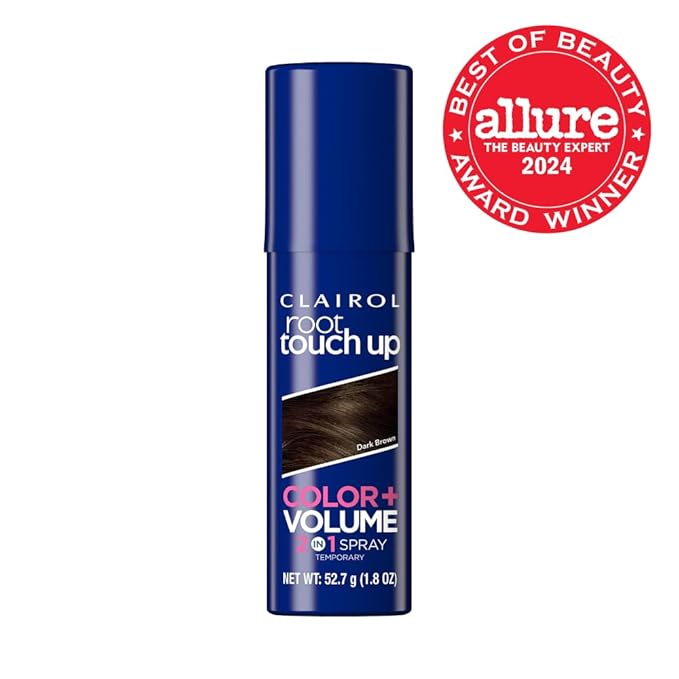 Clairol Root Touch-Up Color + Volume 2-in-1 Temporary Spray, Dark Brown Hair Color, Pack of 1