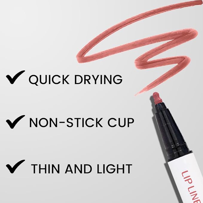 2Pcs Longwear Liquid Lip Liner Stain Marker Pen Set Long Lasting Waterproof, Maroon Dusty Mauve Purple Matte 24 Hour Lip Liner and Lipstick Combo Korean Color Stay Lipliner All Day Lips Stain peel off