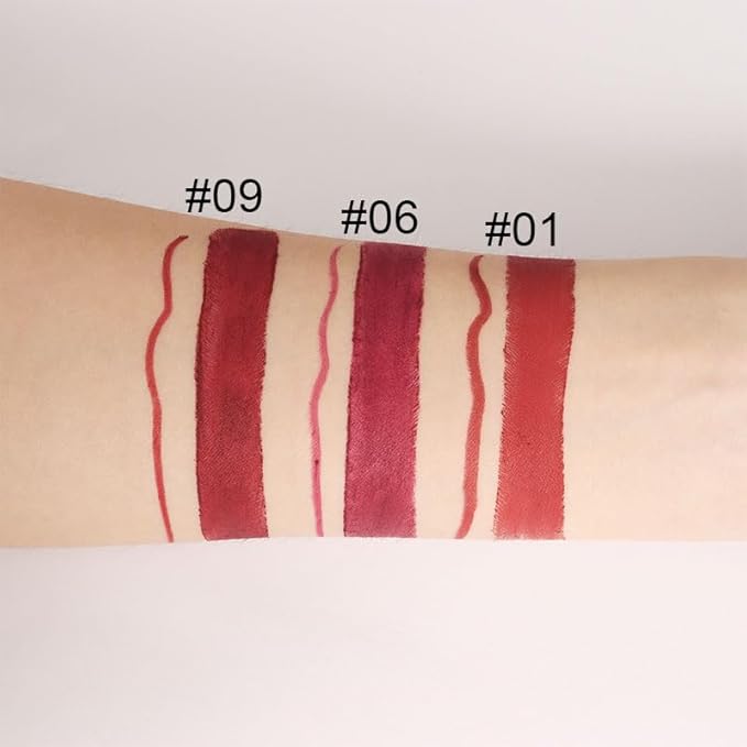 2-in-1 Dark Burgundy Wine Matte Lip Liner and Lipstick Set – Long Lasting 24H Waterproof Red Lip Stain, Smudge Proof Lip Pencil Kit, Lip Makeup for Women and Girls, 09 Combo lapiz de labios