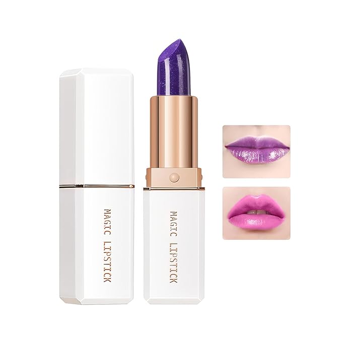 Color Changing Lipstick, 6-Colors Lip Stain Temperature Activated Vegan Formula, Magic Lipstick Long-Lasting, Nourishing, Cruelty-Free & Vegan #dark purple