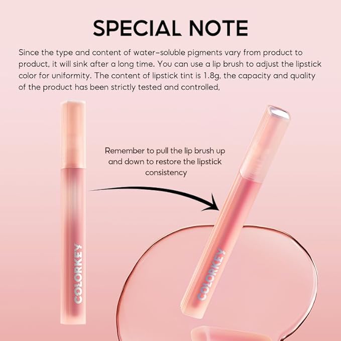 COLORKEY Soft Matte Water Tint | Matte Finishs | Long-Lasting | Moist Fit Without Stickiness | Moisturized | Waterproof（R301 Spring Cherry Tree）