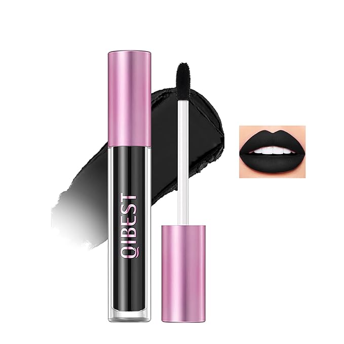 Black Matte Liquid Lipstick for Women, Soft Natural Gloss,