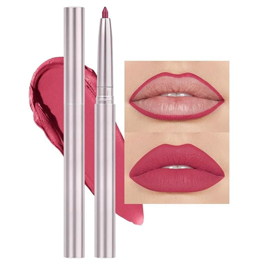 evpct Silky Lip Liner Pencil Retractable, Ruby Red Smooth Lip Liner Creamy Velvet Lipliner Long-Lasting for Korean Makeup Contouring Matte Lip High Pigmented Rich Colors Crayon Lipstick Pen 02