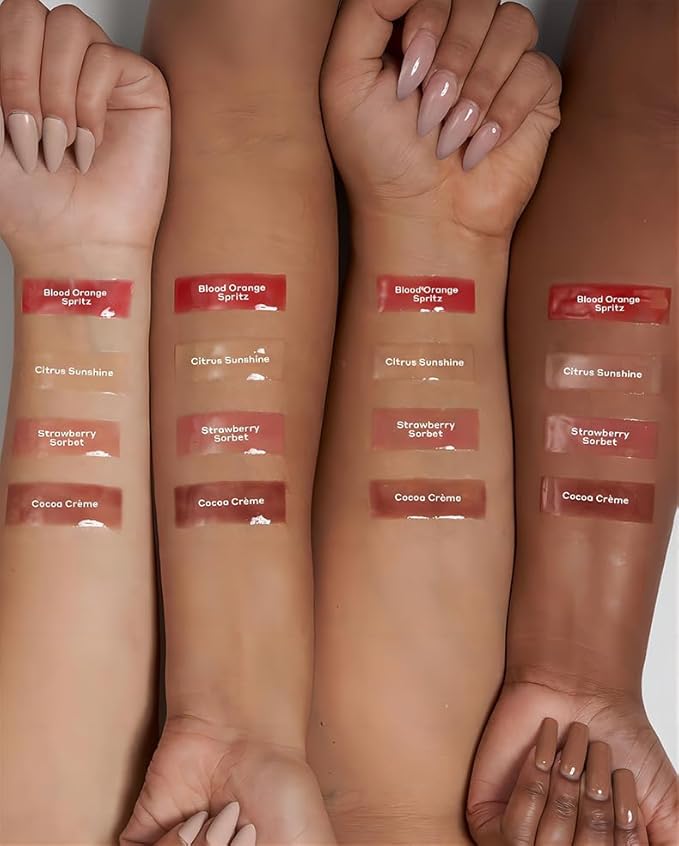 4 Pack Lip Gloss Set of Lip Gels, Tinted Lip Balm to Deepen & Enhance Moisturizing Jelly Lip Gloss - Everyday Lip Makeup - Multi-Purpose Lip Oil with Lip-specific Peptides